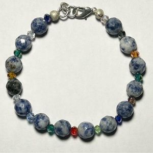 Genuine Sodalite and Czech Glass Beads Bracelet 7 Inches